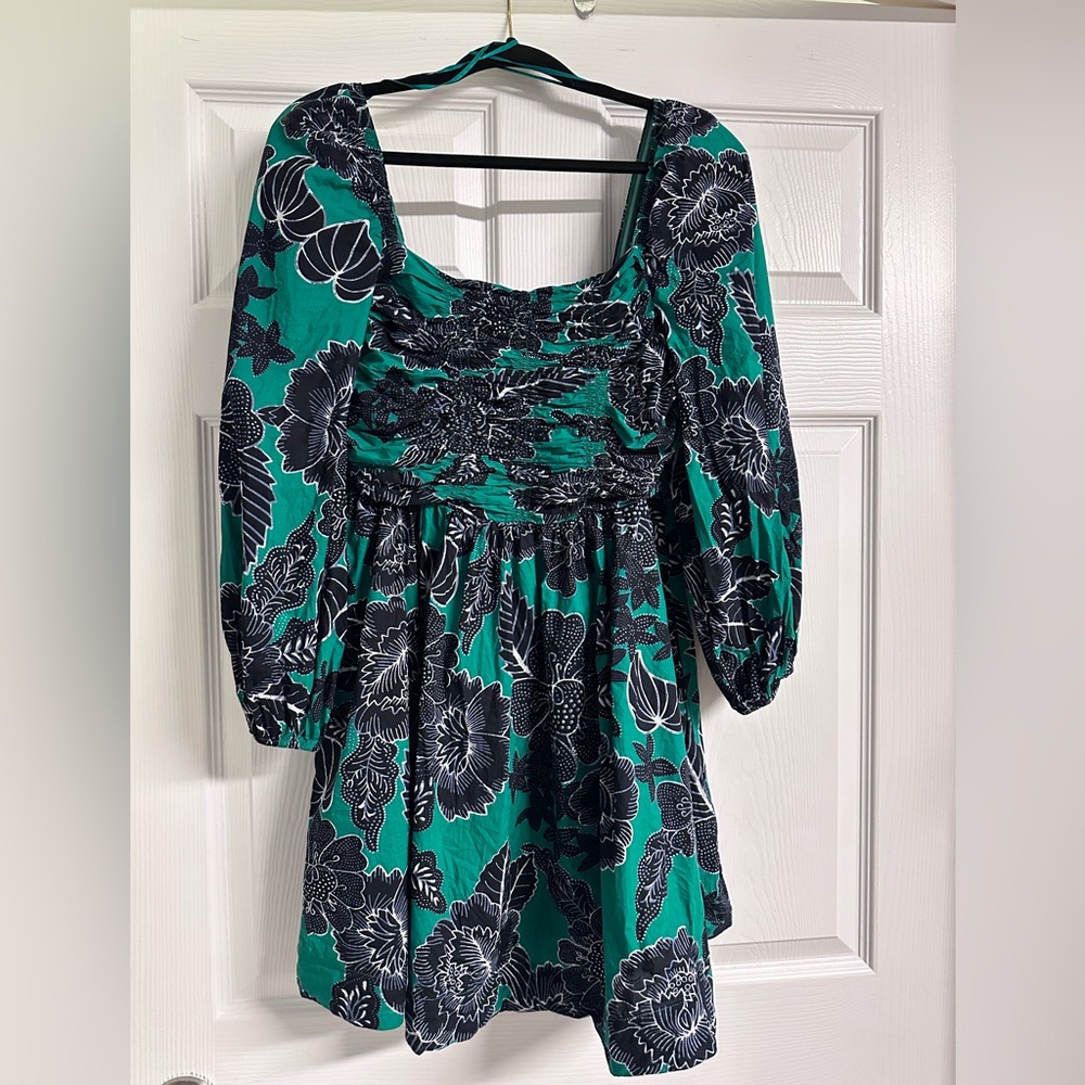 Caroline Constas Green and Black Patterned Dress Size Medium